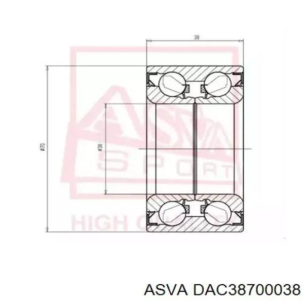 DAC38700038 Asva подшипник ступицы передней