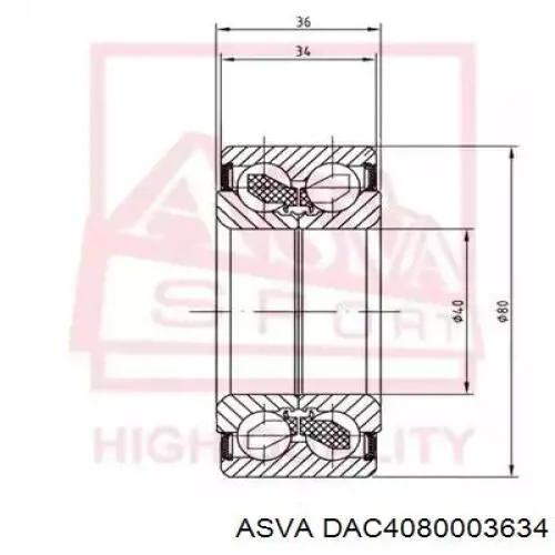 DAC4080003634 Asva подшипник ступицы передней