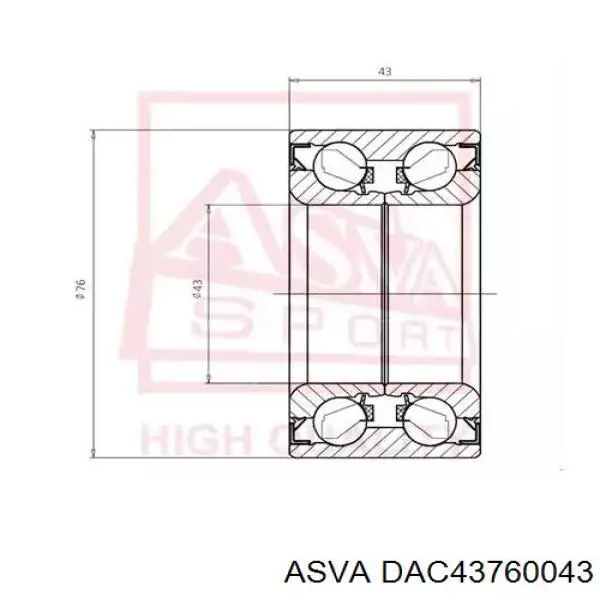 Подшипник ступицы DAC43760043 Asva