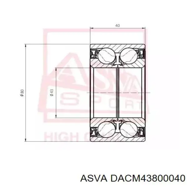 DACM43800040 Asva подшипник ступицы передней