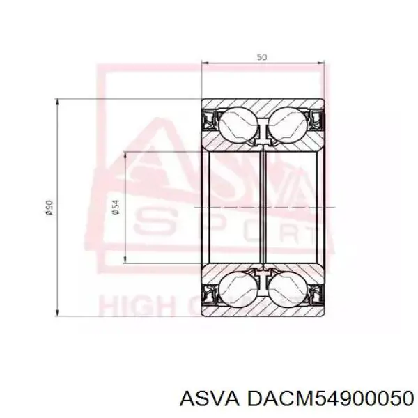 DACM54900050 Asva подшипник ступицы передней/задней
