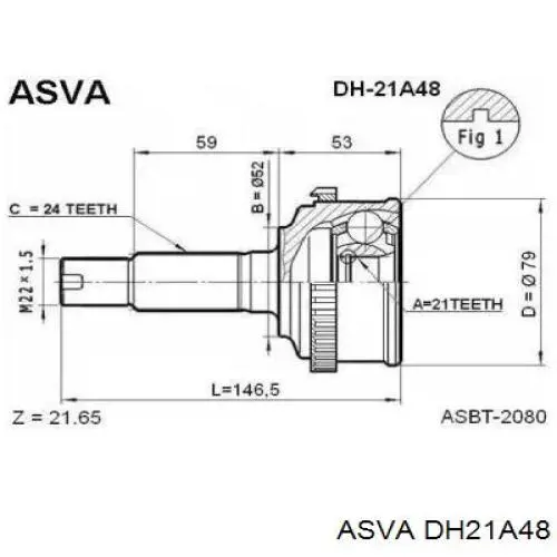 ШРУС наружный передний DH21A48 Asva