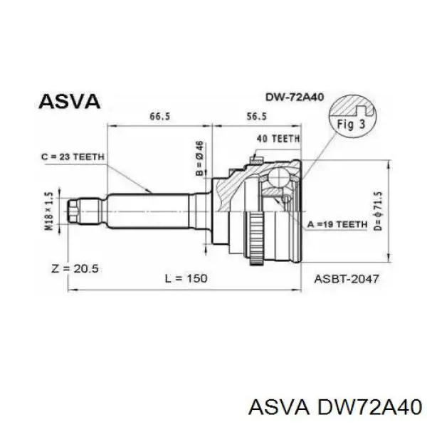 DW72A40 Asva шрус наружный передний