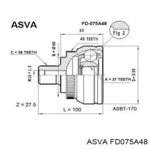 ШРУС наружный передний FD075A48 Asva