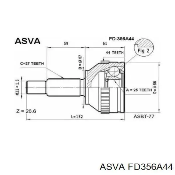 ШРУС наружный передний FD356A44 Asva