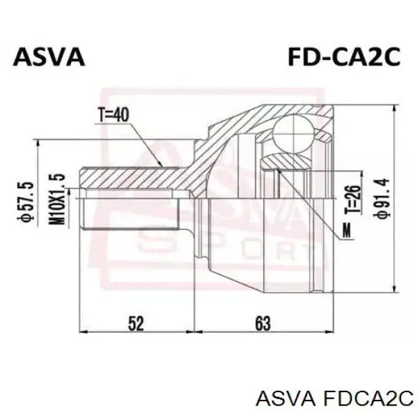 Junta homocinética exterior delantera FDCA2C Asva