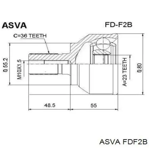 FDF2B Asva шрус наружный передний