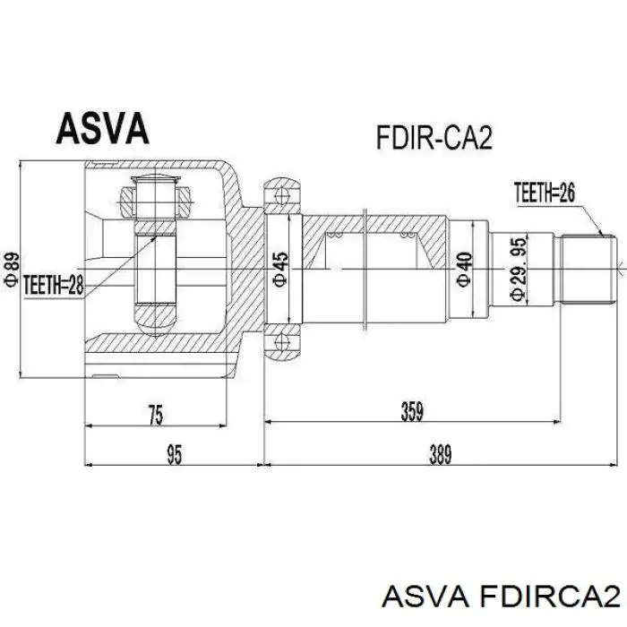 FDIRCA2 Asva шрус внутренний передний правый