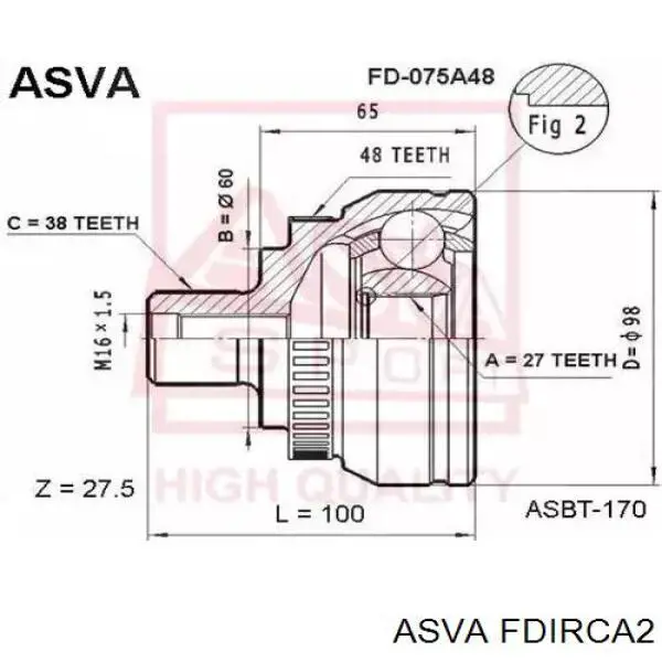 Купить FDIRCA2 Asva Шарнир угловых скоростей передний правый