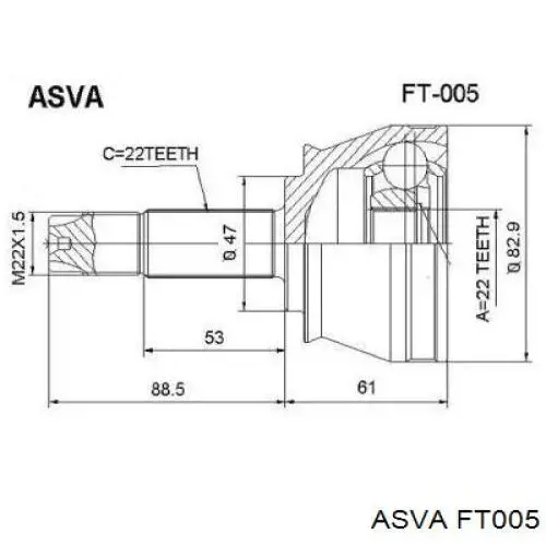 FT005 Asva шрус наружный передний
