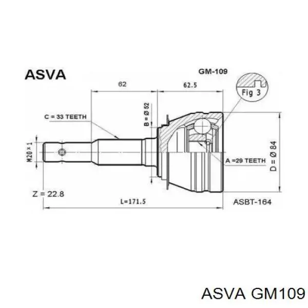 GM109 Asva шрус наружный передний