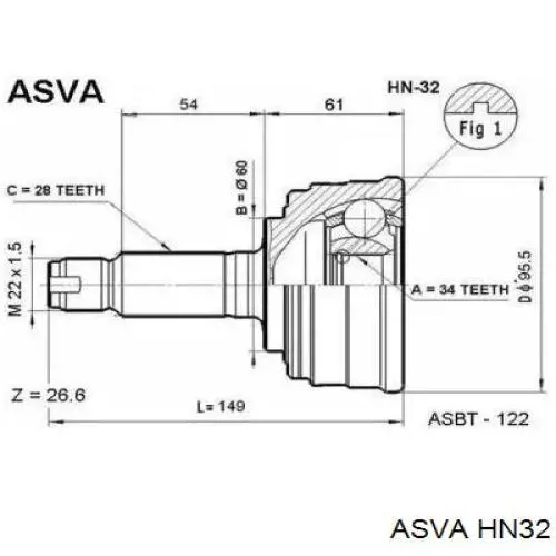 HN32 Asva шрус наружный передний