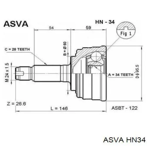 hn34 Asva шрус наружный передний