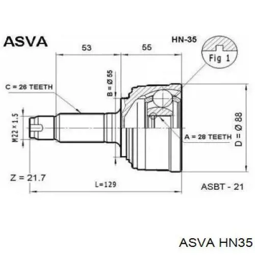 ШРУС наружный передний HN35 Asva