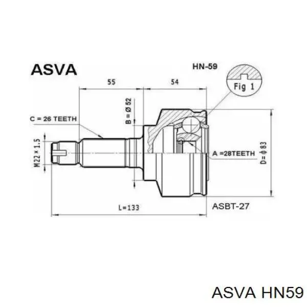 ШРУС наружный передний HN59 Asva