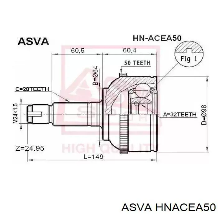 HNACEA50 Asva шрус наружный передний