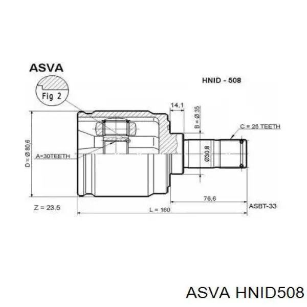 Шарнир угловых скоростей передний левый Asva HNID508 цена, от 32.89 USD