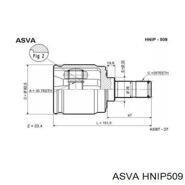 Купить HNIP509 Asva Шарнир угловых скоростей передний правый