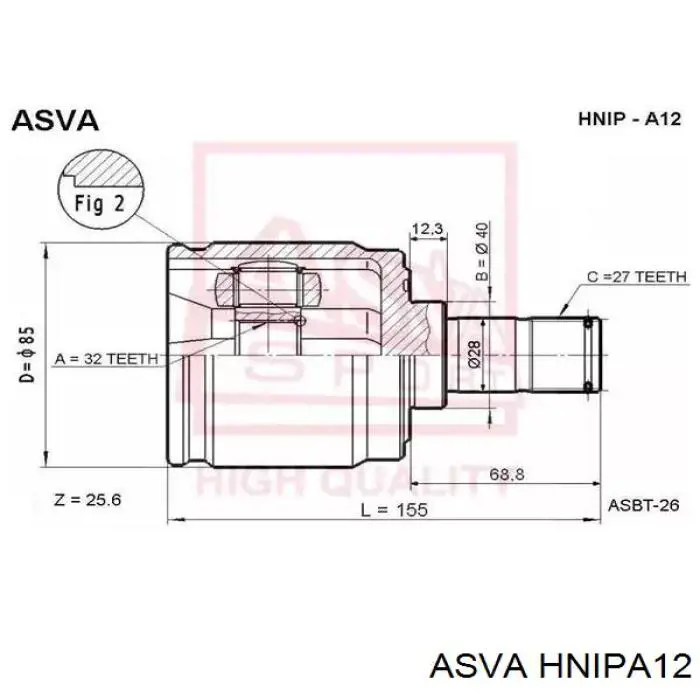ШРУС внутренний передний правый ASVA HNIPA12