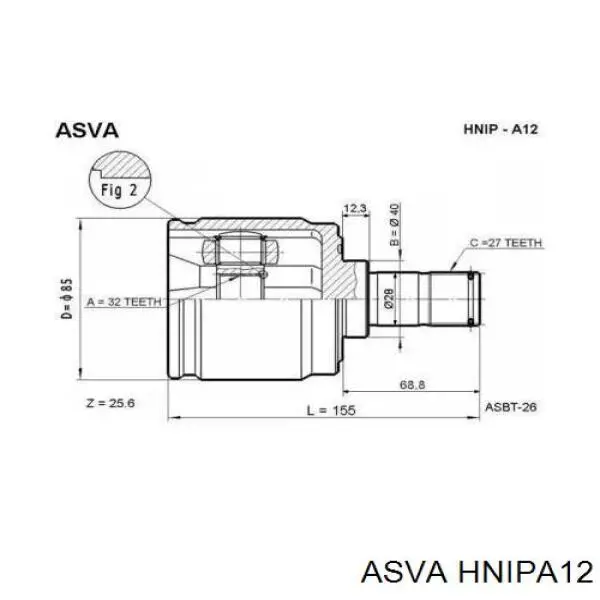 Купить HNIPA12 Asva Шарнир угловых скоростей передний правый