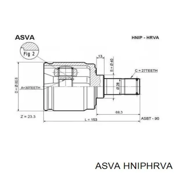 Купить HNIPHRVA Asva Шарнир угловых скоростей передний правый
