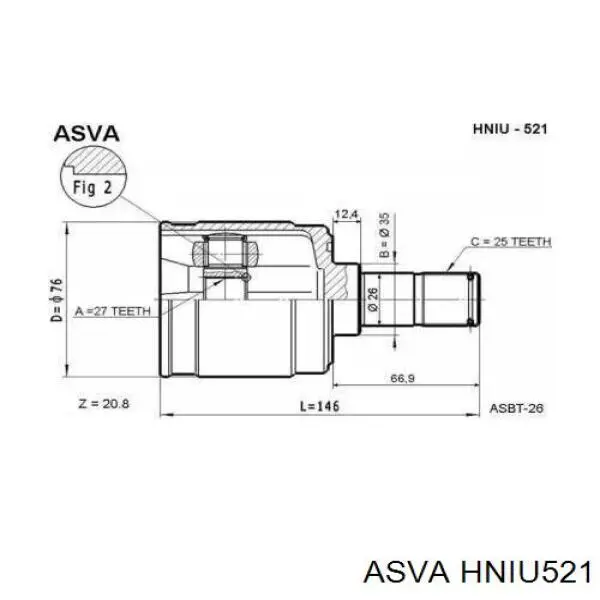 ШРУС внутренний передний левый HNIU521 Asva