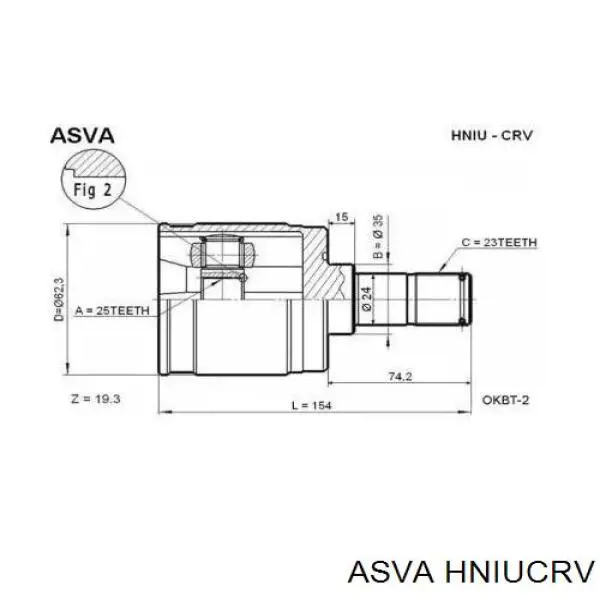 HNIU-CRV Asva шрус внутренний задний