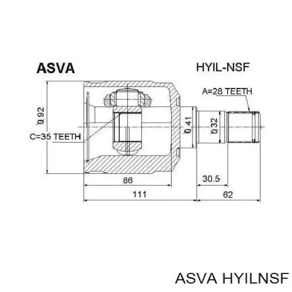 ШРУС внутренний передний левый HYILNSF Asva