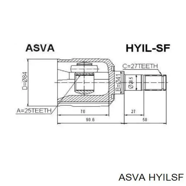 ШРУС наружный передний левый HYILSF Asva