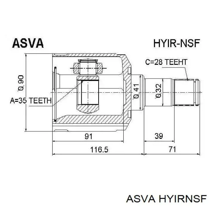 ШРУС внутренний передний правый ASVA HYIRNSF