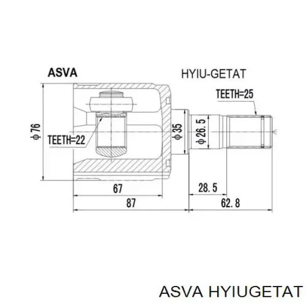 ШРУС внутренний HYIUGETAT Asva