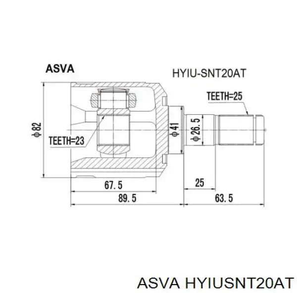 Junta homocinética interior delantera HYIUSNT20AT Asva