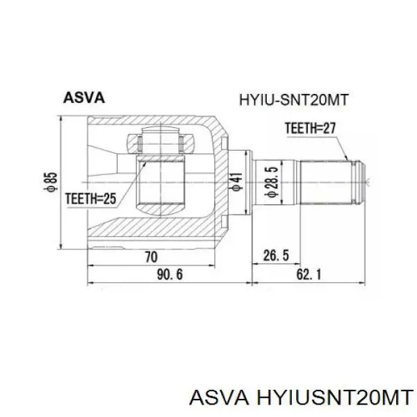 Купить HYIUSNT20MT Asva ШРУС внутренний