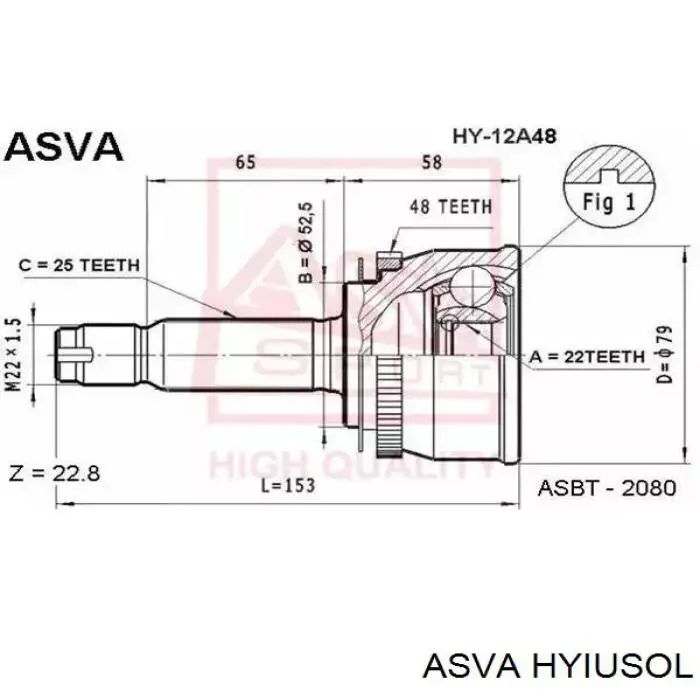 ШРУС внутренний правый HYIUSOL Asva