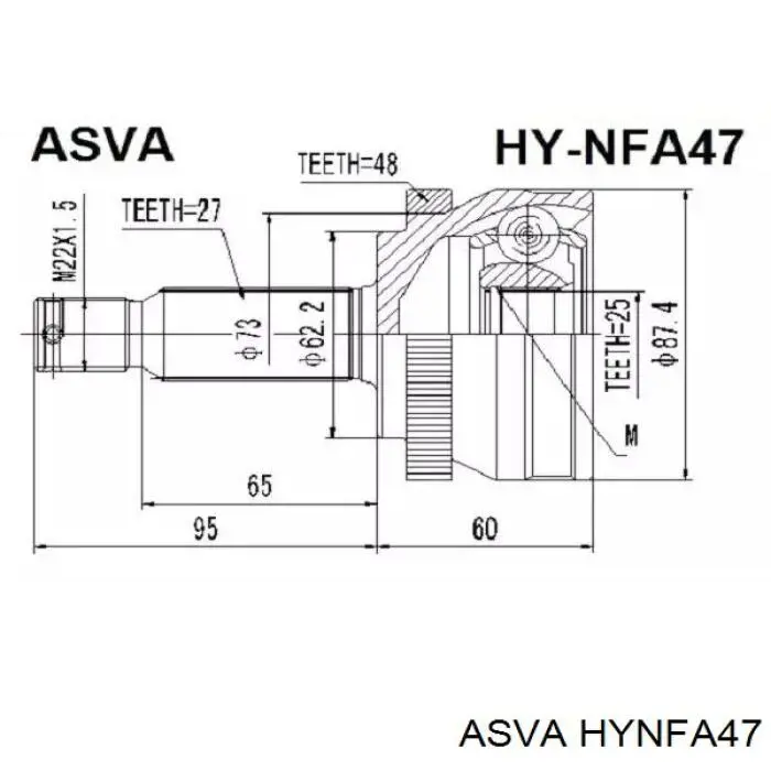 HYNFA47 Asva шрус наружный передний
