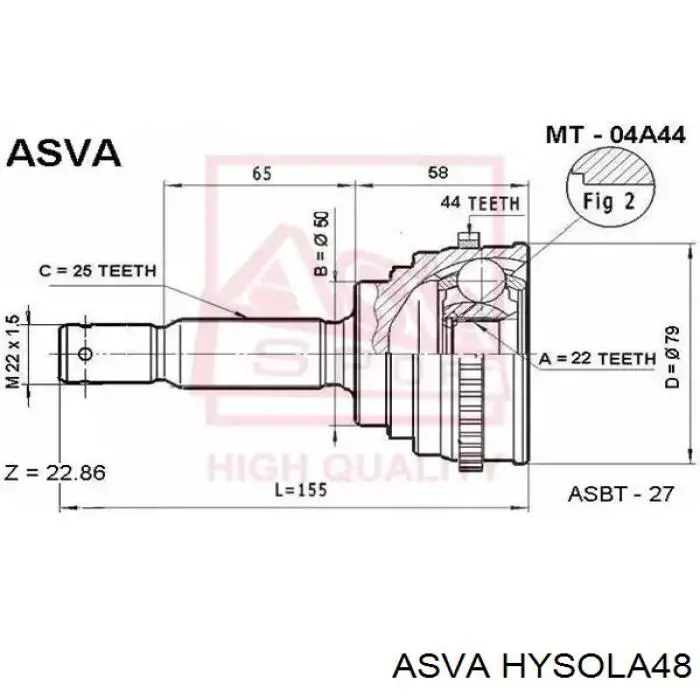  ШРУС наружный передний Hyundai SOLARIS 1