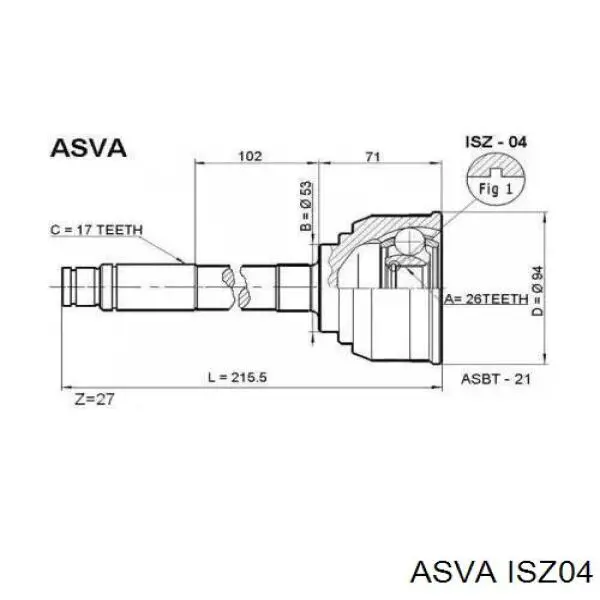 Junta homocinética exterior delantera ISZ04 Asva