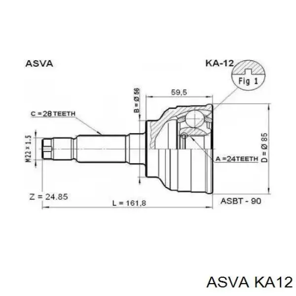 ШРУС наружный передний 0K9A12550X Hyundai/Kia