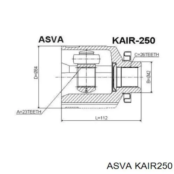 Купить KAIR250 Asva Шарнир угловых скоростей передний правый