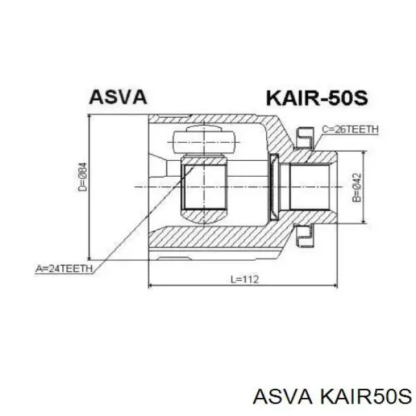 Купить KAIR50S Asva Шарнир угловых скоростей передний правый