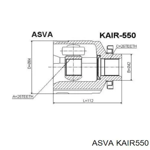 Купить KAIR550 Asva Шарнир угловых скоростей передний правый