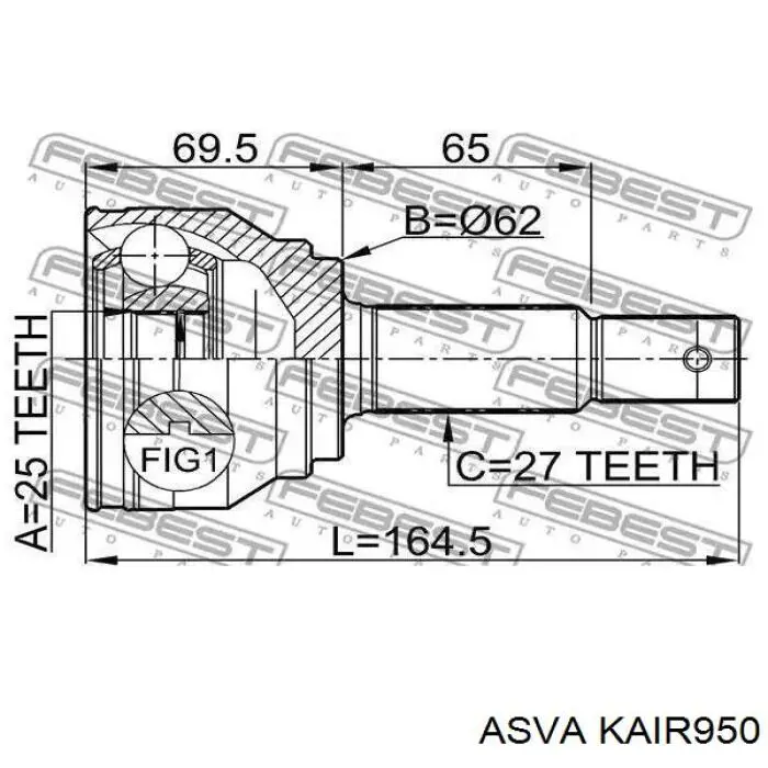 Купить KAIR950 Asva Шарнир угловых скоростей передний правый