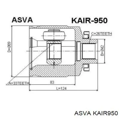 ШРУС внутренний правый KAIR950 Asva