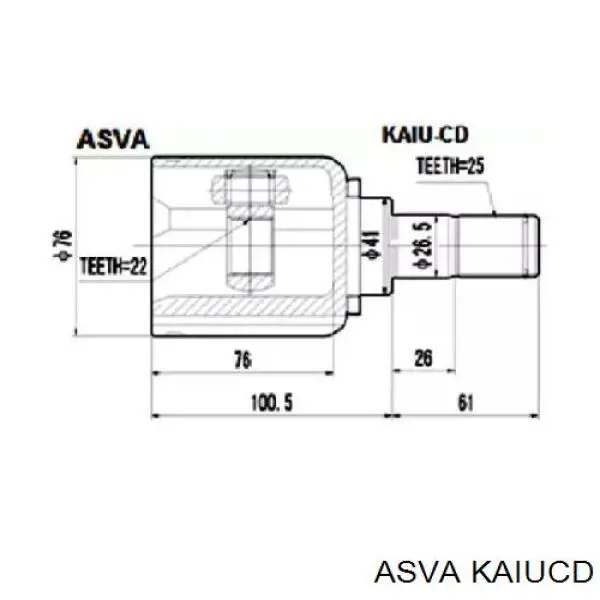 Шарнир угловых скоростей внутренний передний Asva KAIUCD цена, от 32.36 USD
