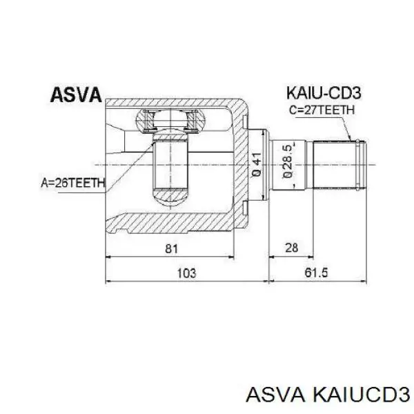 ШРУС наружный передний KAIUCD3 Asva