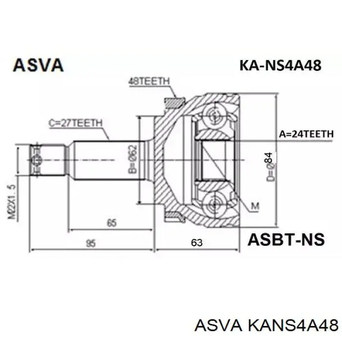 ШРУС наружный передний KANS4A48 Asva