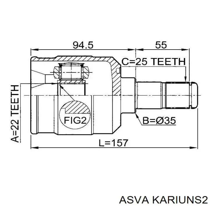 Шарнир угловых скоростей передний левый Asva KARIUNS2 цена, от 41.02 USD