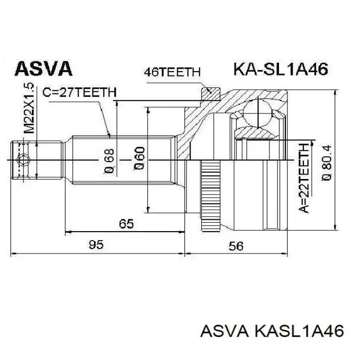 KASL1A46 Asva шрус наружный передний