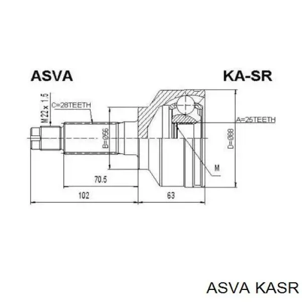 ШРУС наружный передний KASR Asva