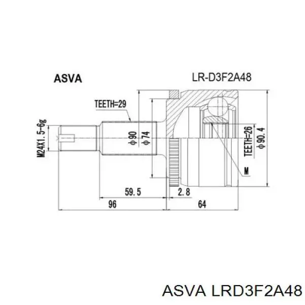 LRD3F2A48 Asva полуось (привод передняя левая)